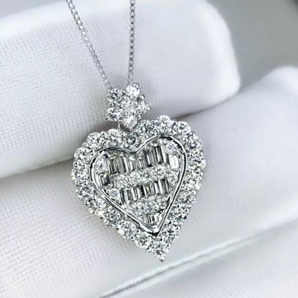 NEW 925 STERLING SILVER DIAMOND PENDANT NECKLACE, NICE NECKLACE, CUTE NECKLACE - Picture 5 of 8
